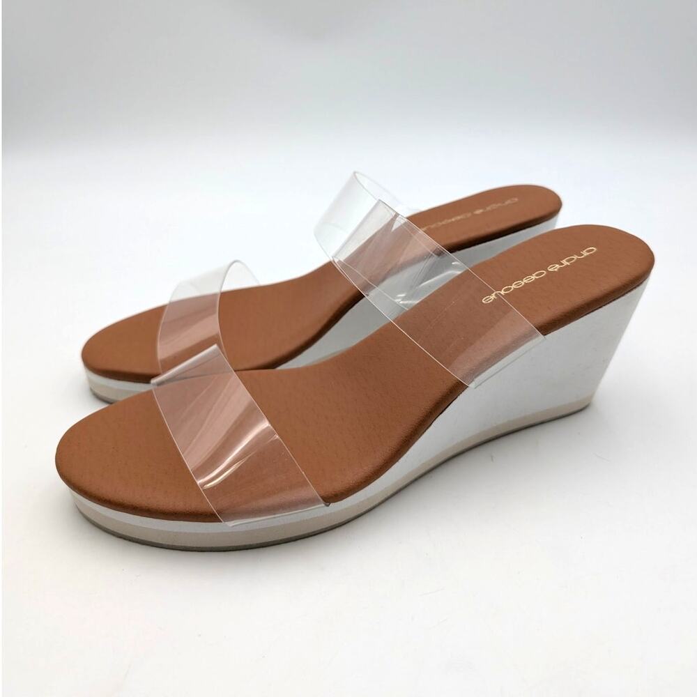 André Assous Noemie Wedge Sandals Open Toe Women's Clear Size US11M EU41